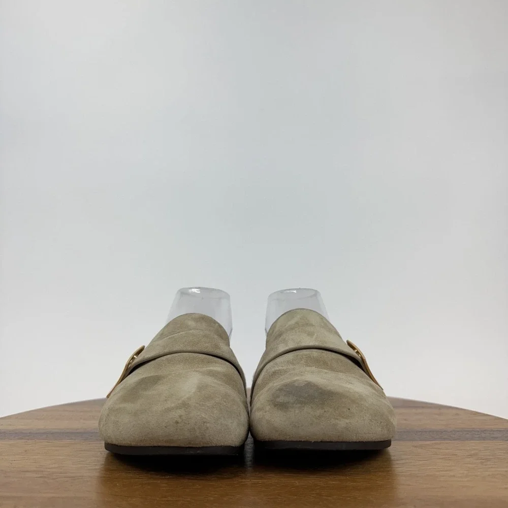 Womens Tory Burch Mellow Mule Beige Suede Faux Shearling lined Slippers Size 6 M